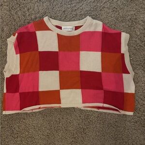 Colorful Checkered Knit Crop Top